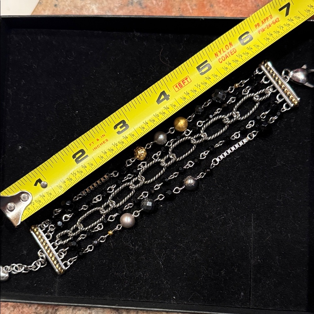 Tocara Elegant Silver, Gold, Black and Grey 5 Row Chain Bracelet! - Picture 8 of 11